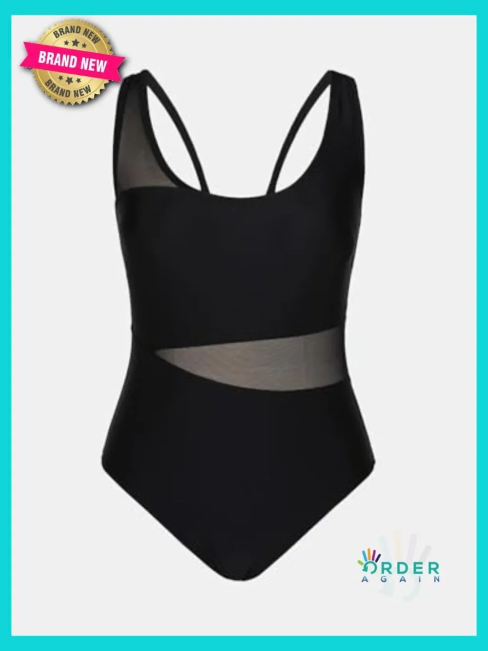 Plus Size One Piece Swimsuit Scoop Neck Adjustable Straps Mesh Swimwear